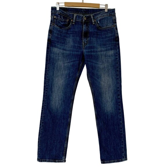 LEVIS 514 Regular Fit Straight Leg Jeans Mens 34x30 Blue Denim Distressed - Picture 2 of 7